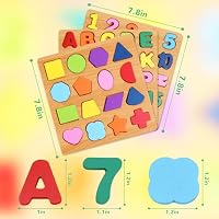 Wooden Puzzles for Kids Ages 3-5, 3 Pack ABC Number and Shape Learning Toys — image 2