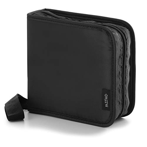 Pazzimo Porta CD para 40 Discos de DVD/CD/BLU-Ray - Estuche Organizador transportable para Guardar CDs con Fundas Protectoras - Negro