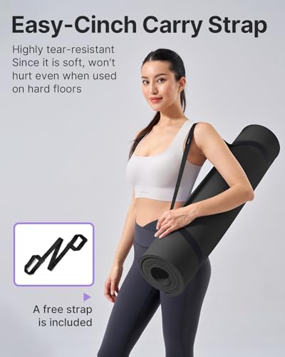 Image of YOTTOY Yoga Mat,Extra Thick Yoga Mat (1 /2inch),Professional TPE Exercise Mat,Non-Slip Workout Mat for Yoga, Pilates, Fitness, Barefoot Workouts, Home Gym Studio with Strap
