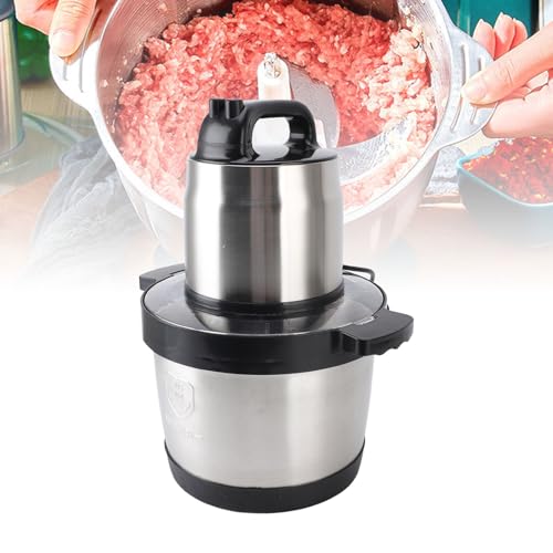 Hachoir à Viande Électrique 6L, Acier Inoxydable 2 Vitesses 2000W, Mélangeur de Viande Polyvalent Hachoir Alimentaire avec 4 Lames pour Légumes Ail Oignon