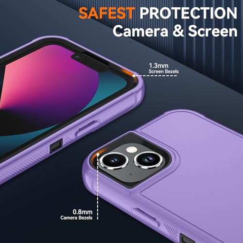Image of SunStory Compatible with iPhone 12 Mini / 13 Mini Case with HD Screen Protector, 3-Layer Heavy Duty Full-Body Cover,3 in 1 Hybrid Protective Case for iPhone 12 Mini / 13 Mini 5.4 inch,Violet