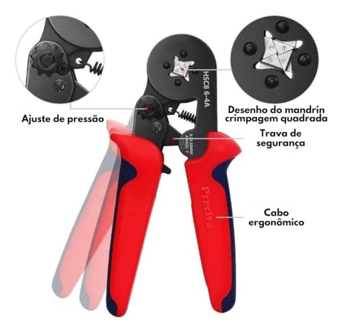 Alicate Crimpar Kit 1200 Peças Ferrules Terminais Fio 0.5-10 mm² Prensa Crimpador Ferramenta Profiss