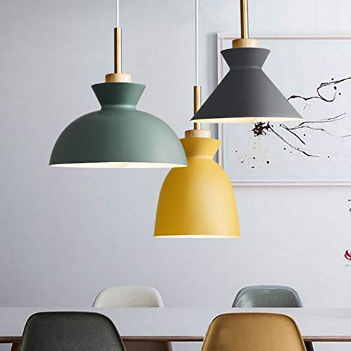 Lustre en bois massif rétro industriel E27 pour éclairage de salon - 4