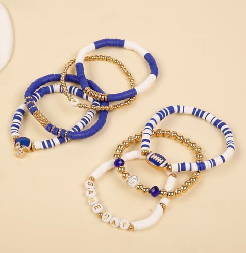 Game Day Football Bracelets for Women: Stackable Stretch Sports Bracelets for Fans, Football Mom Accessories & Outfits3