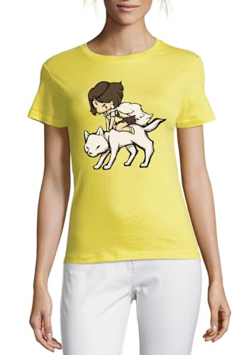 T-shirt femme jaune coton col rond Anime 177 vêtement manches courtes