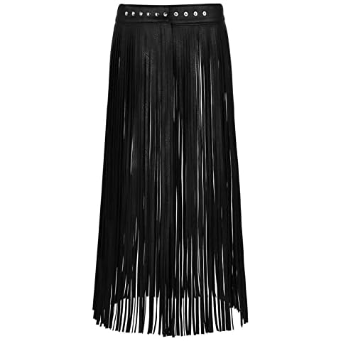 ZUYPSK Damen Flapper Rock Leder Gürtel Quaste Röcke Kunstleder Hip-Hop Punk Gurt Cover