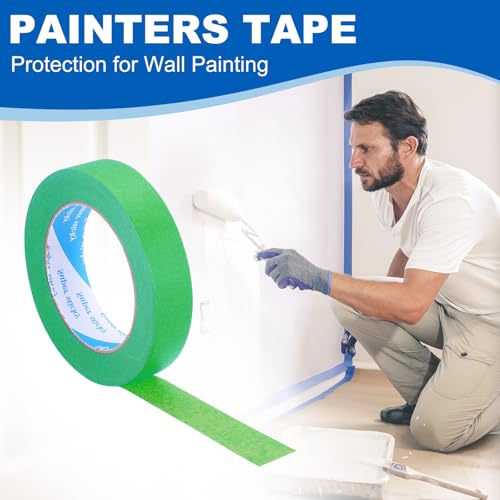 Image of PATIKIL Painters Tape 1 Inch x 55 Yards, Adhesive Masking Tape Green Paint Tapes for Wall Painting DIY Artist Craft Arts Decoration Labeling