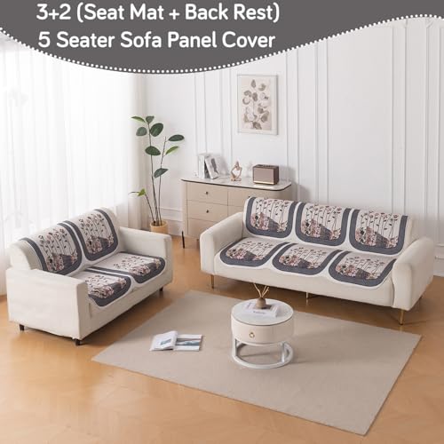 Image of HOKIPO HeavenHue Sofa Cover 5 Seater Panel Set 3+2, Mystic Wings