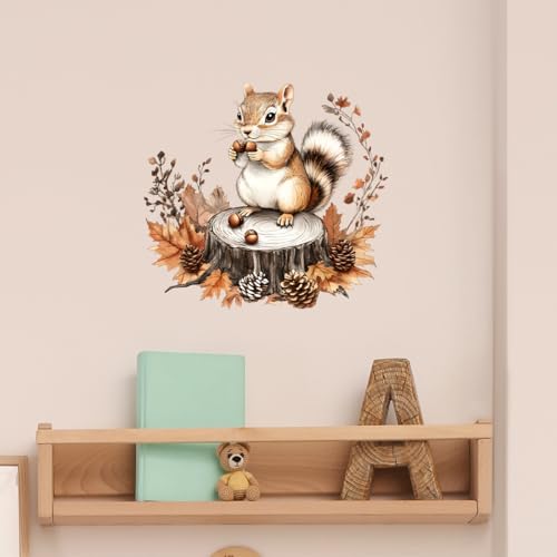 Vinilo decorativo ardilla sentado en pared 36x28 cm miniatura 3