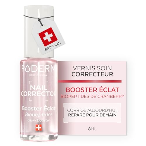 PODERM Vernis à Ongles Soin Correcteur & Perfecteur - Booster d’Éclat | 8 ML - Ravive la Teinte Rosée Naturelle & Sublime la Brillance pour Ongles Ternes | Développé par un Podologue en Suisse
