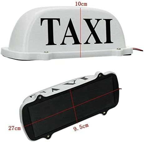 Taxi Roof Sign,Waterproof Taxi Magnetic Sealed Base Roof Topper illuminated Sign Car Cab LED Sign Light Lamp 12V with Magnetic Base Taxi Dome Light Blue/Green/White/Pink Taxi Light Sign(WHITE)