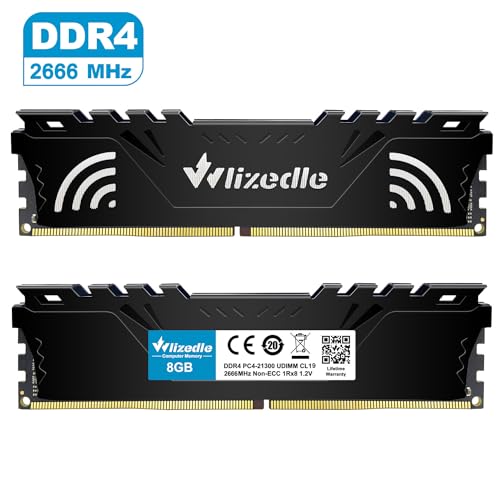 Image of DDR4 2666MHz Desktop Memory RAM 8GB CL19 UDIMM, PC Memory Module PC4-21300 288-Pin 1.2V Non-ECC Computer Memory Upgrade for Computers, Black
