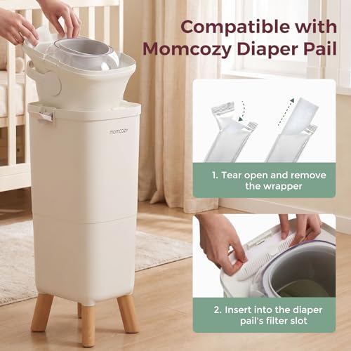 Image of Momcozy Diaper Pail Deodorizer Refills, 4 Packs Mineral-Based Odor Control Bags, Fragrance-Free Odor Absorber Packs for Momcozy Diaper Pail, Trash Bins, Shoe Cabinets, Gym Bags & Cat Litter Boxes