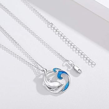 REDSUN Dolfijn Hartketting voor dames, 925 sterling zilver, blauwe