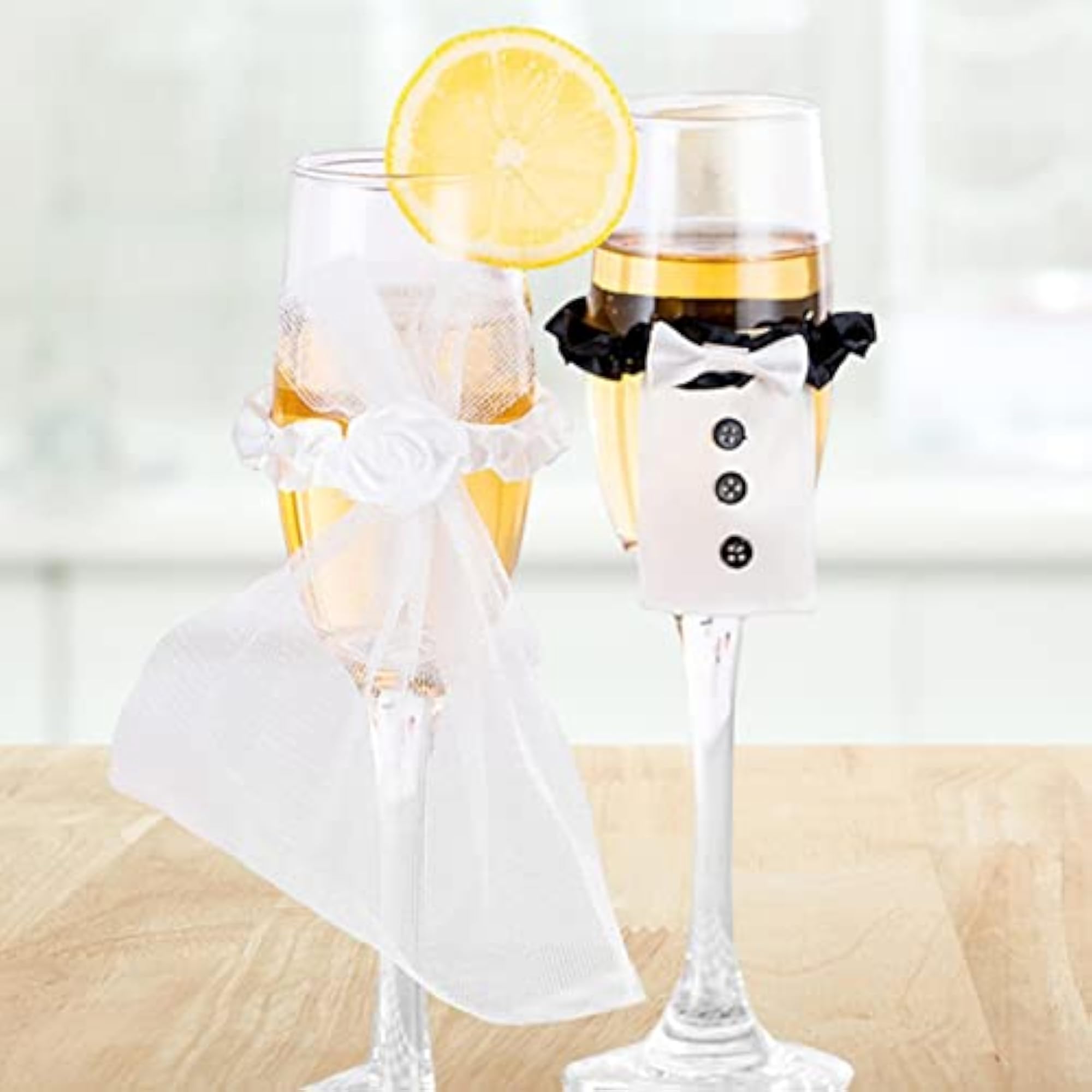 Wedding Flute Decoration Set, Elegant Velvet Wrap