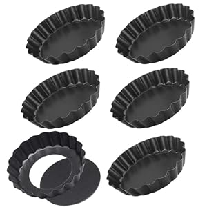 6 Pcs 4 Inch Non-Stick Tart Tin Pans Removable Bottom Flan Tins with Loose Base Fluted Round Tart Pan Tart Tins Cases Loose baseTart Mold Cheesecake Pan Tart Mold Mini Tart Pans,(SCXERYTUC)