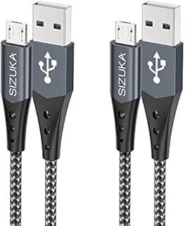 SIZUKA Micro USB Cable, Android Charger Cable [1M/3.3ft 2Pack ] Fast USB Charging Cable Nylon Braided USB Charger Lead for Samsung Galaxy S7/S5/J3/J5/J7, Huawei, HTC, LG, Kindle, Nexus, Nokia