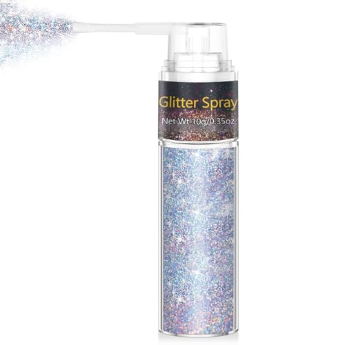 Hair and Body Glitter Spray, 1PC Glint-Rainbow Hair Glitter Extra Fine Face Shimmer Powder for Clothes, Festival Loose Sparkle Powder for Rave Clothes Nail Art Easter Halloween Crafts (Glint-Rainbow)