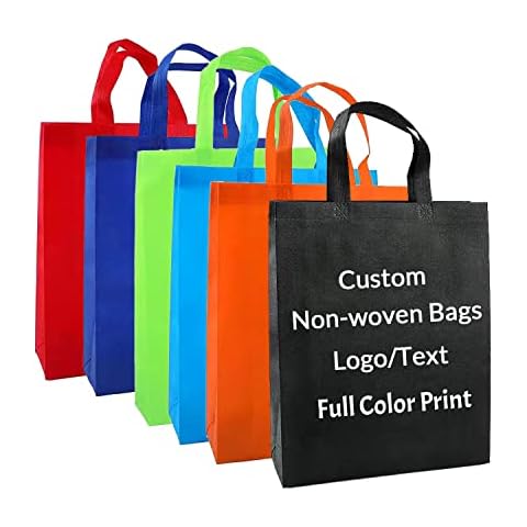 Cihomia Custom Non-woven Bags Tote Gift LogoTravel Kitchen Shopping Reusable Grocery Bag with Handle (full color,vertical) Cover
