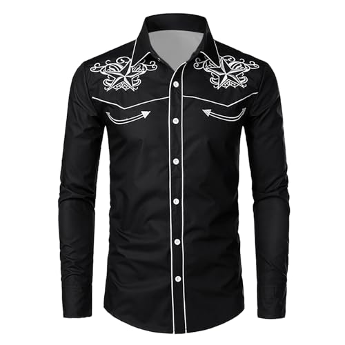Camisa de vaquero para hombre con corte ajustado y manga larga estilo occidental tradicional 6