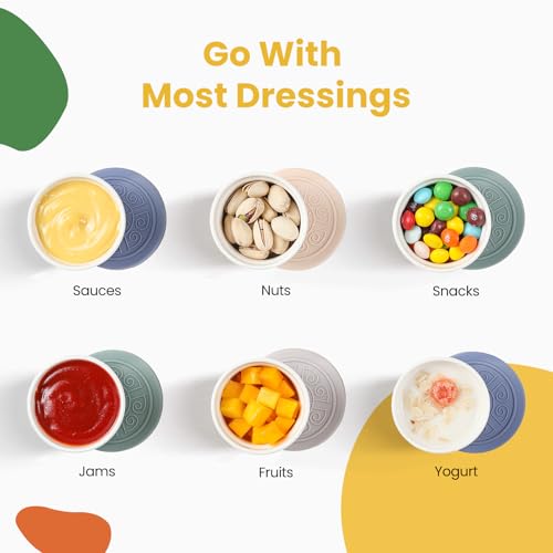 Aozita TCJZB-W4 Salad Dressing Container To Go, 2.4Oz Porcelain Small Condiment Containers With Lids For Lunch Bento Box thumb #2