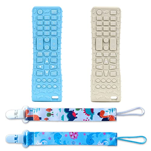 Image of FATEORT 2-Pack Silicone Baby Teething Toys, Teething Toys for Babies 6-12 Months, Remote Control Shape Teething Toys, Boys Girls Baby Chew Toys, Relief Baby Teething Gum Discomfort Christmas Gifts