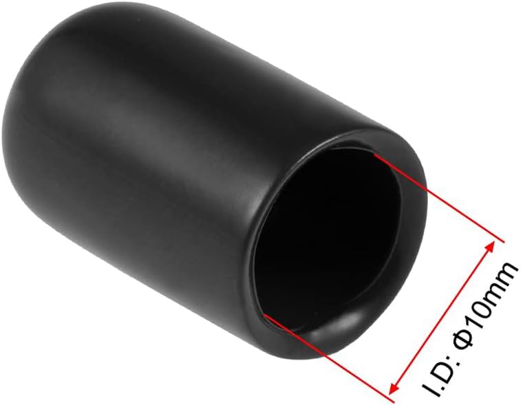 MACHSWON 50pcs Rubber End Caps, 10mm ID, Black, Protectors for Screws Tubes, Cables, Wires, etc, 10 mm - Image 2