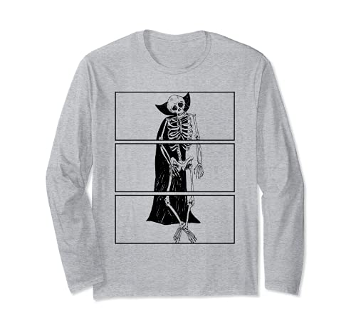 Suave Grunge Estético Esqueleto Vampiro Halloween Manga Larga
