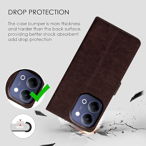 Image of Flip Cover Back Case Compatible with Vivo Y05 5G / Y11 5G / Y21 5G | Premium Leather Finish | Inbuilt Pockets & Stand | Flip Cover Back Case for Vivo Y05 5G / Y11 5G / Y21 5G (Coffee)