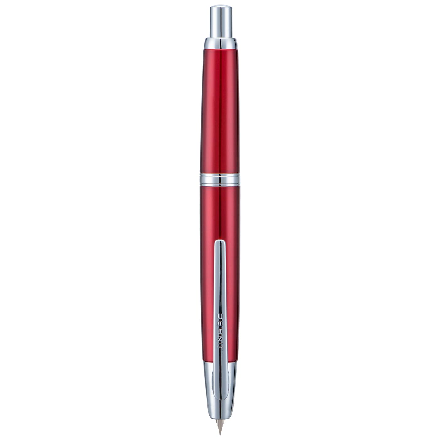 Jinhao 10 Press Fountain Pen with Box, Rose Red Retractable Extra Fine Nib with Ink Converter Set (Silver Clip)