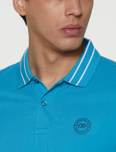 Image of Peter England Men's Regular Fit Insignia Half Sleeve Polo T-Shirt | Cotton Rich | Premium Pique Weave