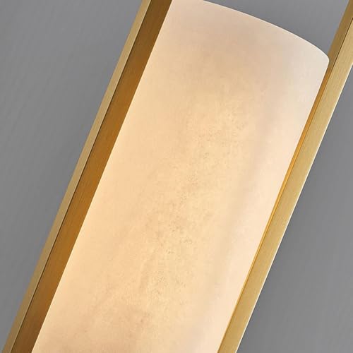 Lustre en albâtre et laiton brossé pour un éclairage chic - 2