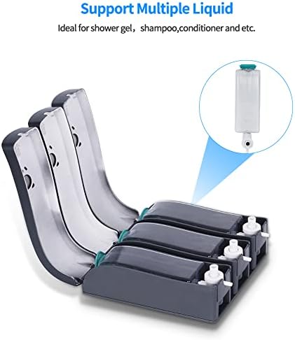 Shower Shampoo Dispenser Liquid Soap Dispensers Manual Wall-mounted Hand Soap Dispenser Pump 3x300ml Chamber Shampoo Box Lotion Shower Gel Container for Toilet Bathroom Hotel Kitchen Black
