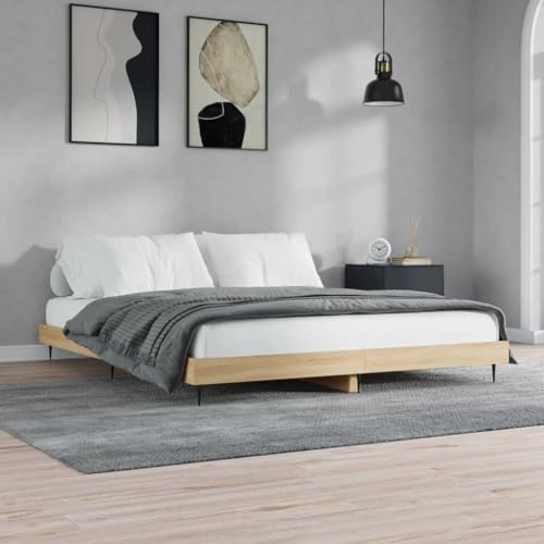 vidaXL Estructura de Cama Madera de ingeniería Roble Sonoma 120x200 cm, armazón de Cama, Cama, Base de Cama, armazones de Cama, Muebles de Dormitorio