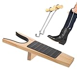 Stiefelheber und 2 Stiefelabzieherhaken, Hölzernen Stiefelheber-Haken für Arbeit/Cowboystiefel/Gummistiefel, Stiefelentferner mit Rutschfester Gummi-Oberfläche Schuhlöffel, Unisex