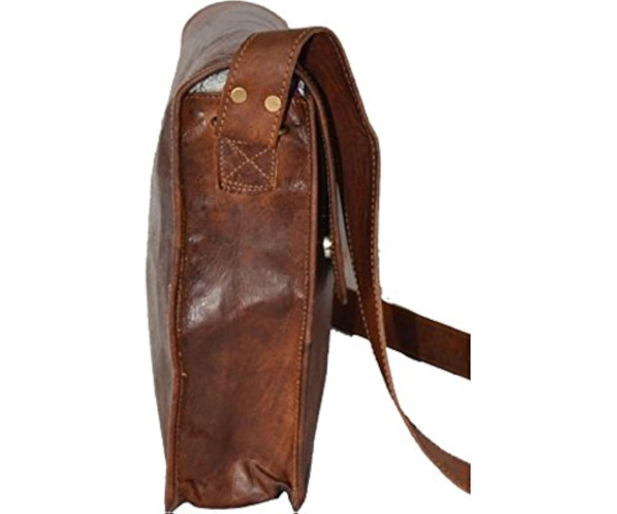 Genuine Leather Messenger Bag Half Flap