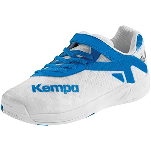 Kempa Wing 2.0 Junior, Baskets Basses de Course Chaussures de Sport Handball Jogging Outdoor Loisirs Shoes-légères et Respirantes Garçon Fille, Blanc/Bleu Ciel, 29 EU