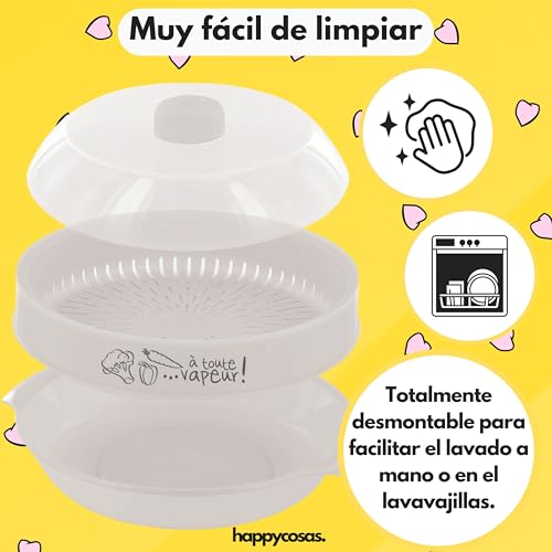 Miniatura 4 de Vaporera Para Microondas - Cocina Al Vapor Rápida Y Saludable - Estuche De Vapor Fácil De Limpiar - Ideal Para Verduras, Pescado Y Carne. Color Burdeos.