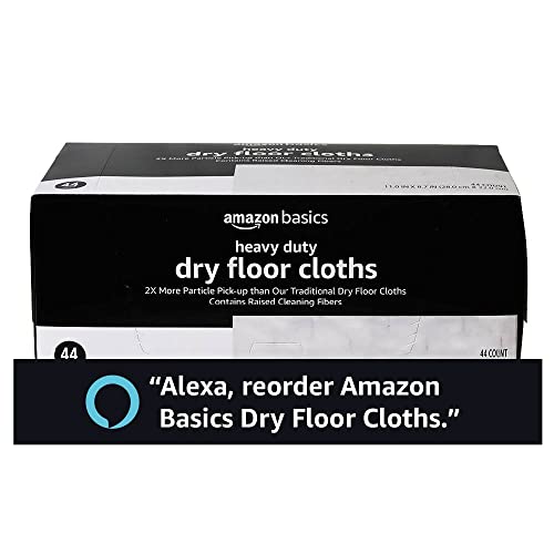 Image of Amazon Basics Heavy Duty Dry Sweeping Cloths, Floor Cleaning, Multi-Surface, Disposable, Trap Dust, Dirt & Pet Hair, Fits Swiffer Sweeper Mop Heads, 44 Count