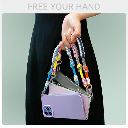 Boho Macrame Phone Wrist Strap, Cell Phone Lanyard with Tether Tab, Purple - Photo 55 sur 85