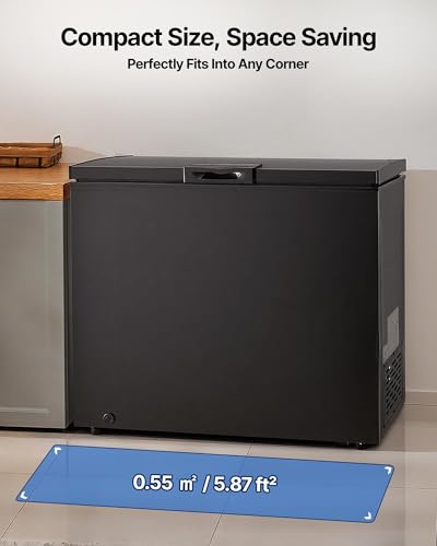 Image of VEVOR Chest Freezer, 6.7 Cu.ft Compact Deep Freezer, Free Standing Top Open Door Chest Freezers with 2 Removable Baskets & Adjustable Thermostat - Energy Saving, Low Noise & Garage Ready, Black