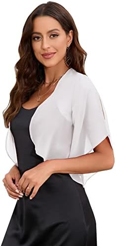 Yoetaun Womens Summer Cardigans Soft Chiffon Open Front Lightweight Bolero Shrug Sheer Shawls White L