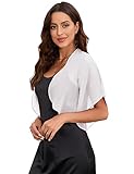Yoetaun Womens Summer Cardigans Soft Chiffon Open Front Lightweight Bolero Shrug Sheer Shawls White