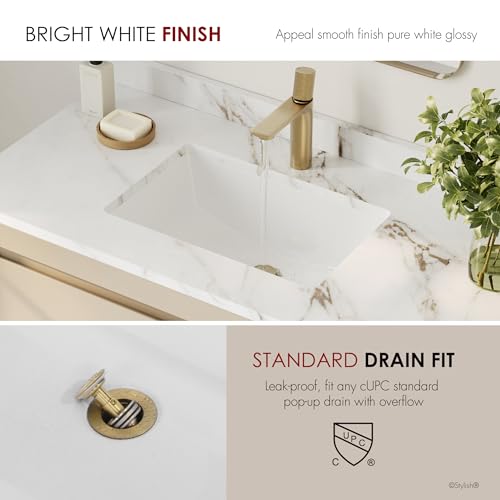 Fregadero de baño de porcelana rectangular P-205 esmaltado bajo encimera 5