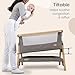 Tutti Bambini CoZee® 2-in-1 Baby Bassinet & Bedside Sleeper - Fast-Folding Bedside Bassinet, Baby Crib with 6 Mattress Heights & Breathable Mesh Window, Mattress Included, 0-6 Months (Oak & Charcoal)