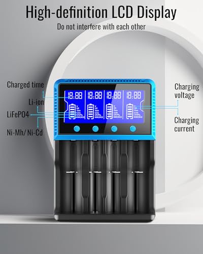 Cargador de batería 18650 LCD con cuatro compartimentos de carga rápida 3