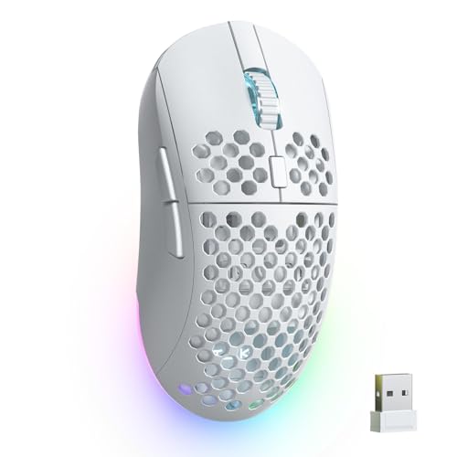 TMKB Falcon M1 ゲーミングマウス ワイヤレス 24000DPI 超軽量 90g 180時間連続使用 三モード接続 2.4G/BT5.2/有線 6ボタン プログラム可能 RGB ホワイト