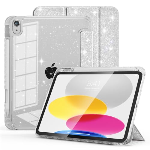 Coque iPad 11e génération antichoc pailletée argentée avec veille auto
