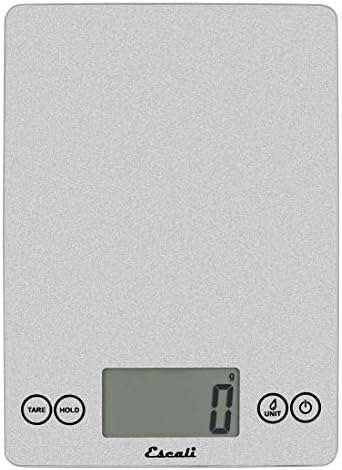 Escali Arti Glass Food Scale Digital Countertop Kitchen, Baking and Cooking Scale with Nutrition and Calorie Counter, 15-Pound Capacity, 9" x 6.5" x .75", Shiny Silver