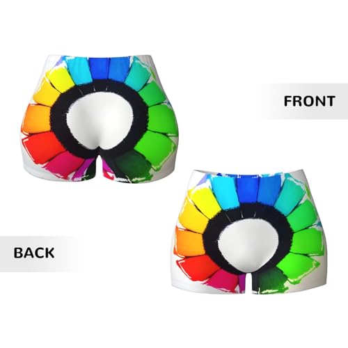 Colored Crayon Circles Pattern Sports Shorts, high Elastic Slim Fitness Pants, Suitable for Yoga/Leisure/Daily wear3